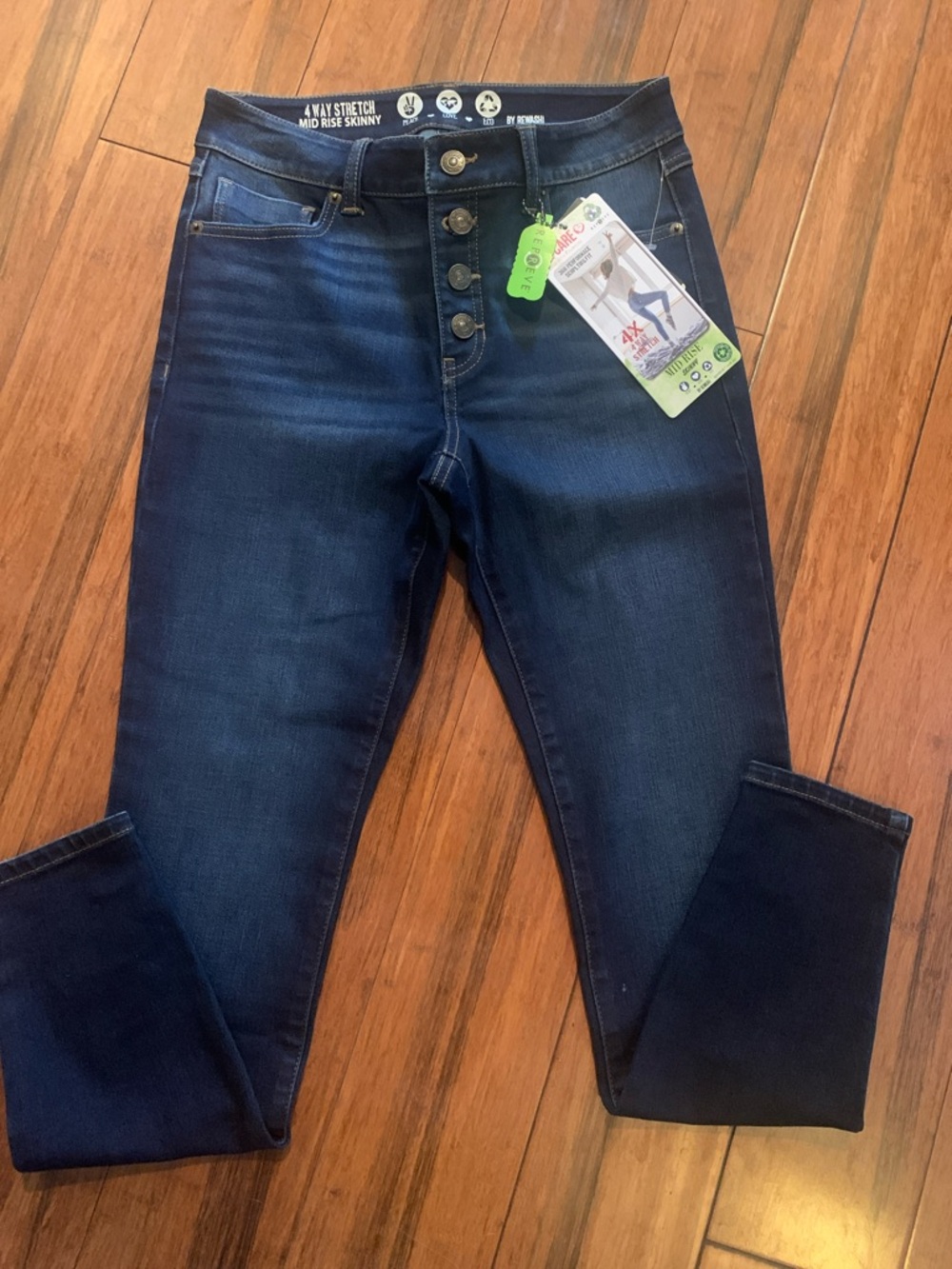 Rewash Dark Indigo Button-Fly Cropped Jeans